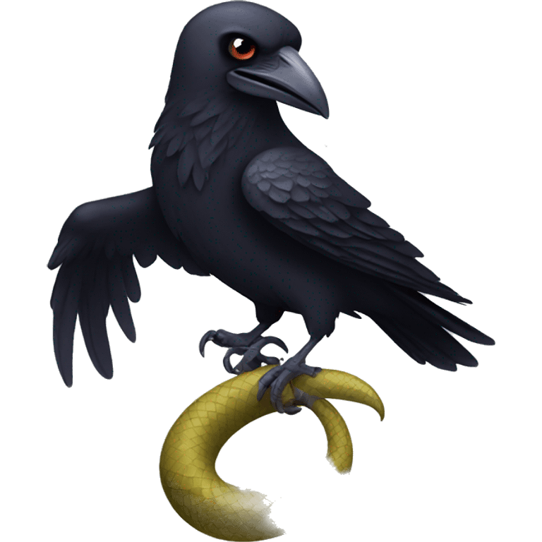 Raven holding a snake in its claws emoji