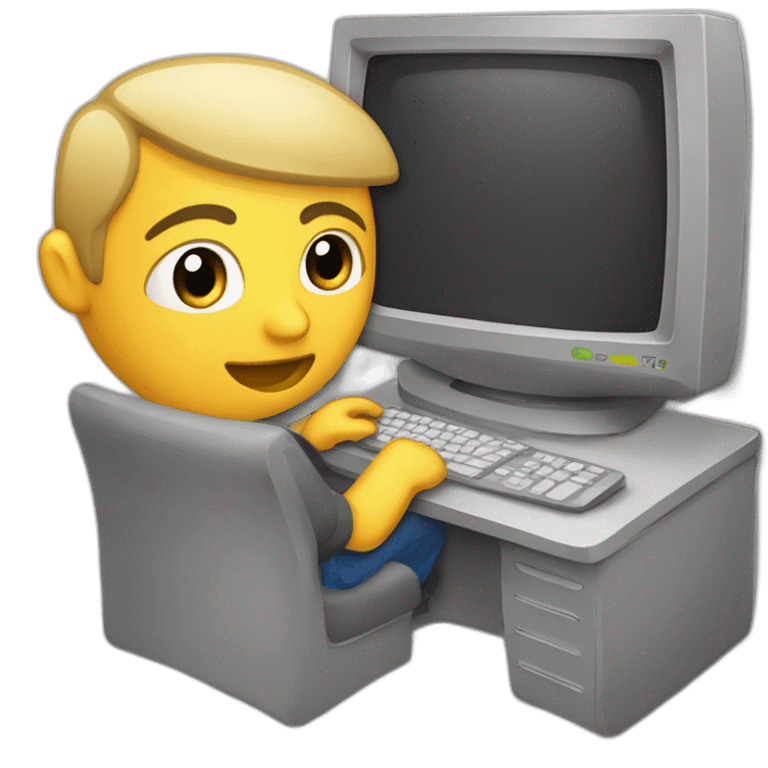 Quelqu'un qui joue à son PC emoji