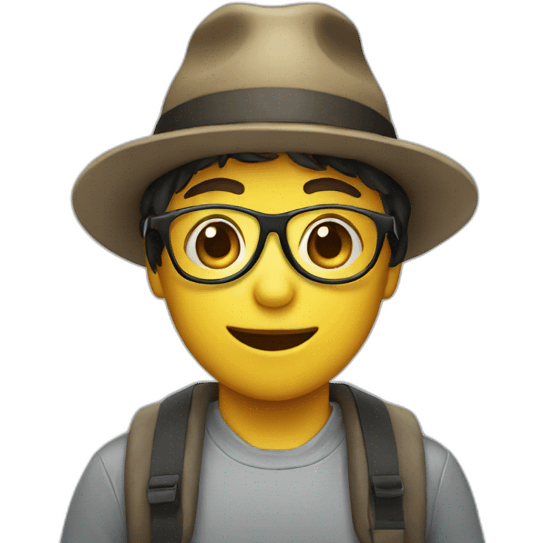 Child with mask, glasses and hat emoji