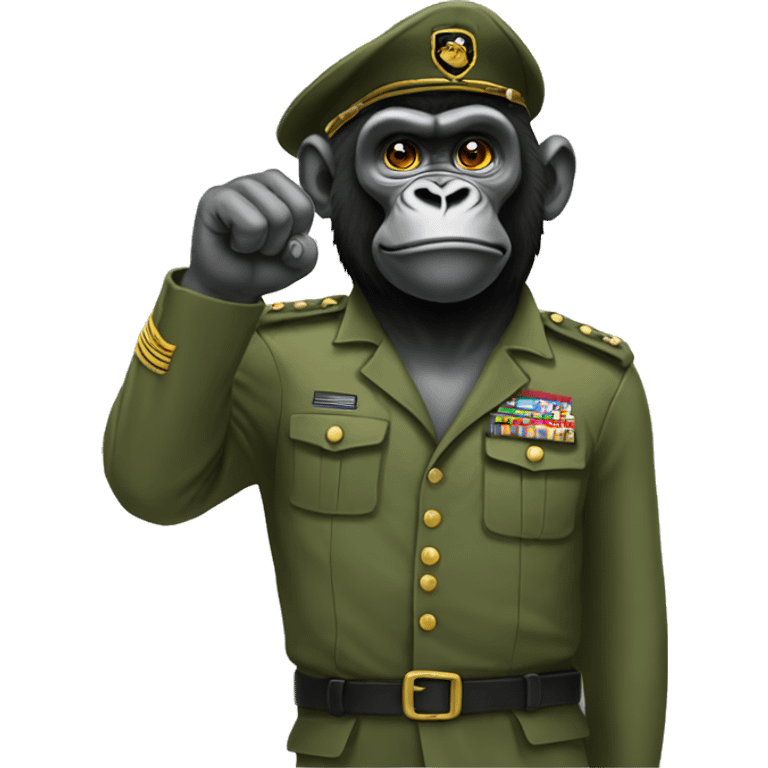 Saluting gorilla army emoji