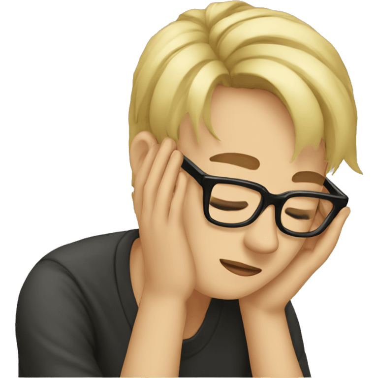 facepalm blond short hairs and black glasses emoji