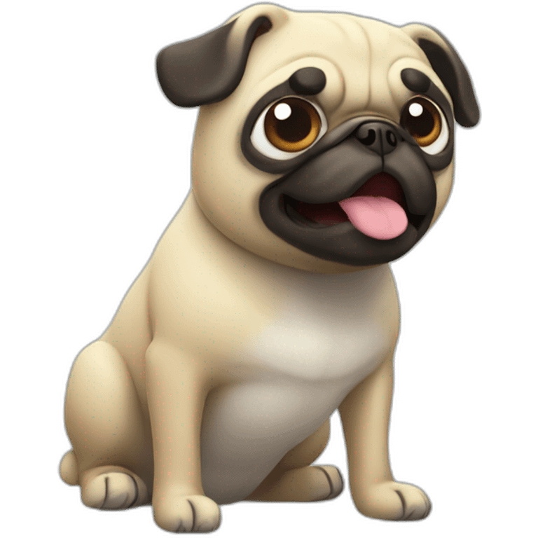 pug, 3D, cartoon emoji