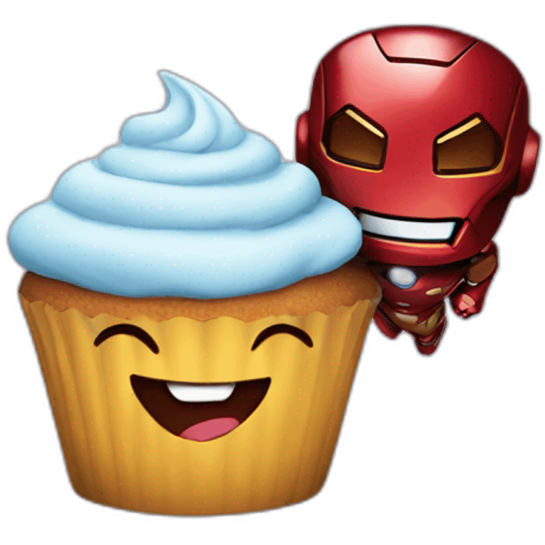 Happy cupcake with Ironman  emoji