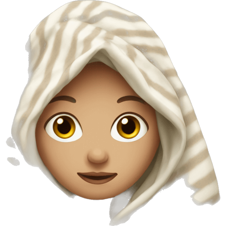 A white girl in a blanket emoji