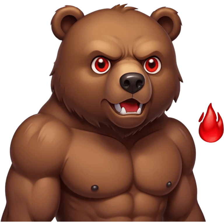 angry buff bear with red eyes and human like muscles emoji