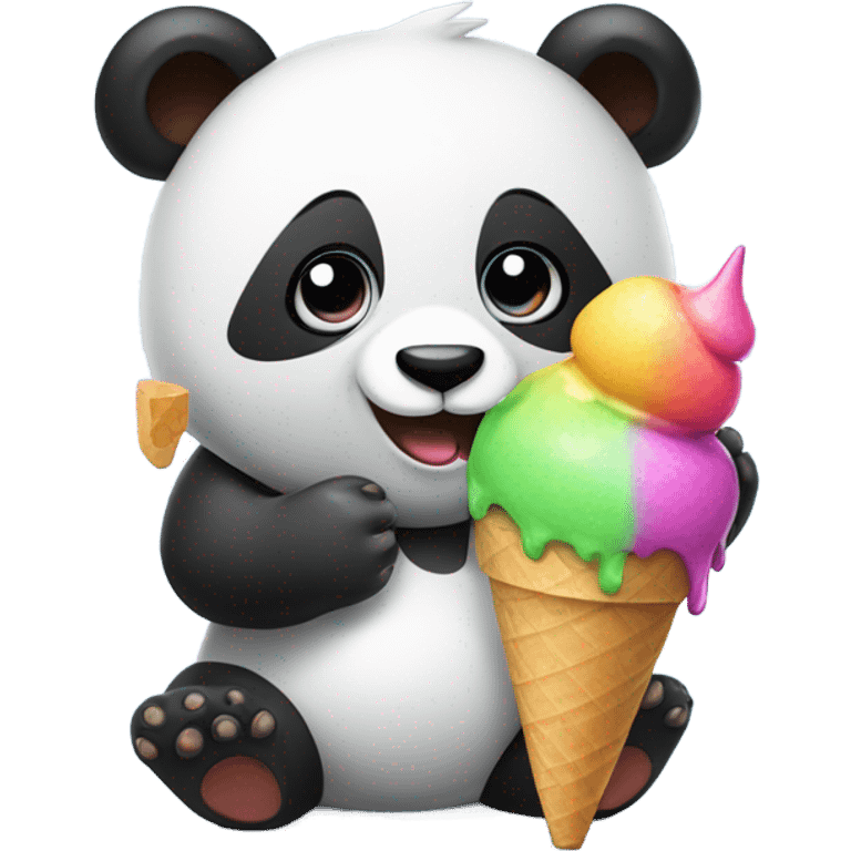 Panda eating ice cream emoji