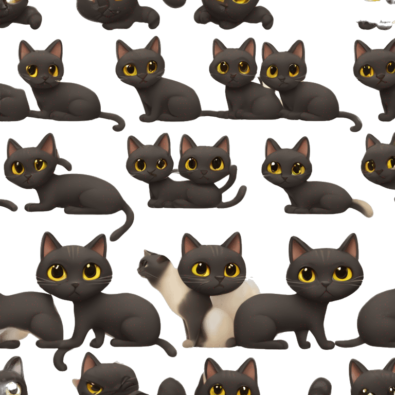 Big Siamese cat little black cat together ￼ emoji