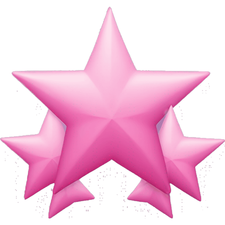 Three small pink , five-pointed stars grouped together. The stars have a slightly elongated shape, giving them a twinkling effect. They vary in size, with the largest star in the center and two smaller stars on either side.  emoji