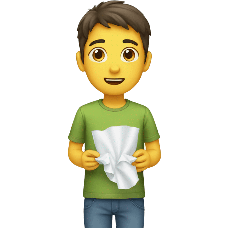 Boy giving tissue emoji