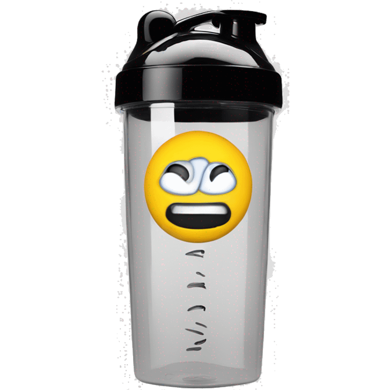 Gym shaker clear shaker black lid emoji