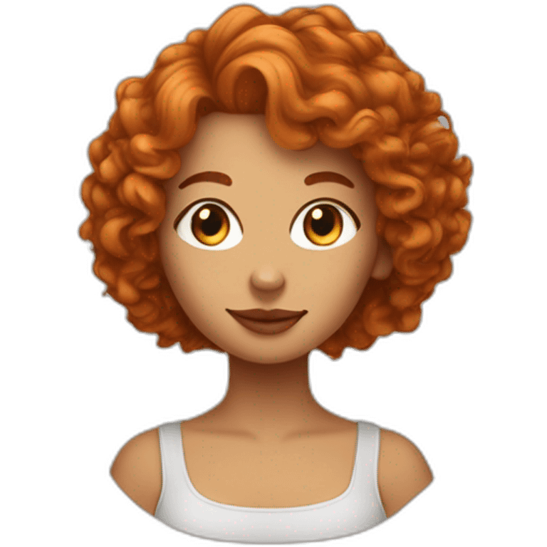 Femme aux cheveux bouclés avec un chat roux emoji