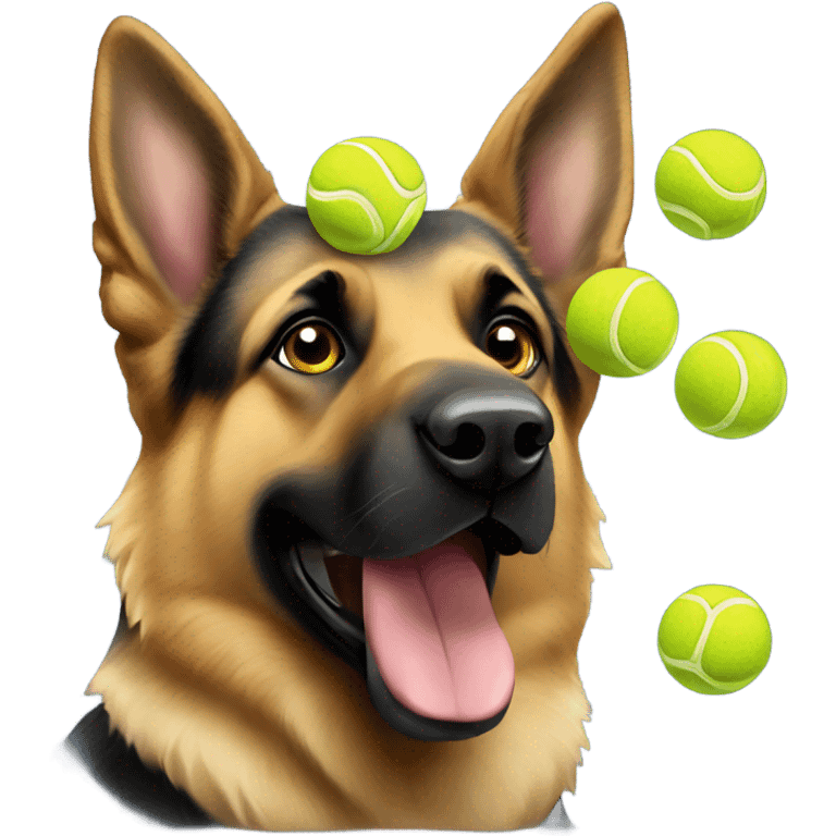 German shepherd with tennis balls emoji