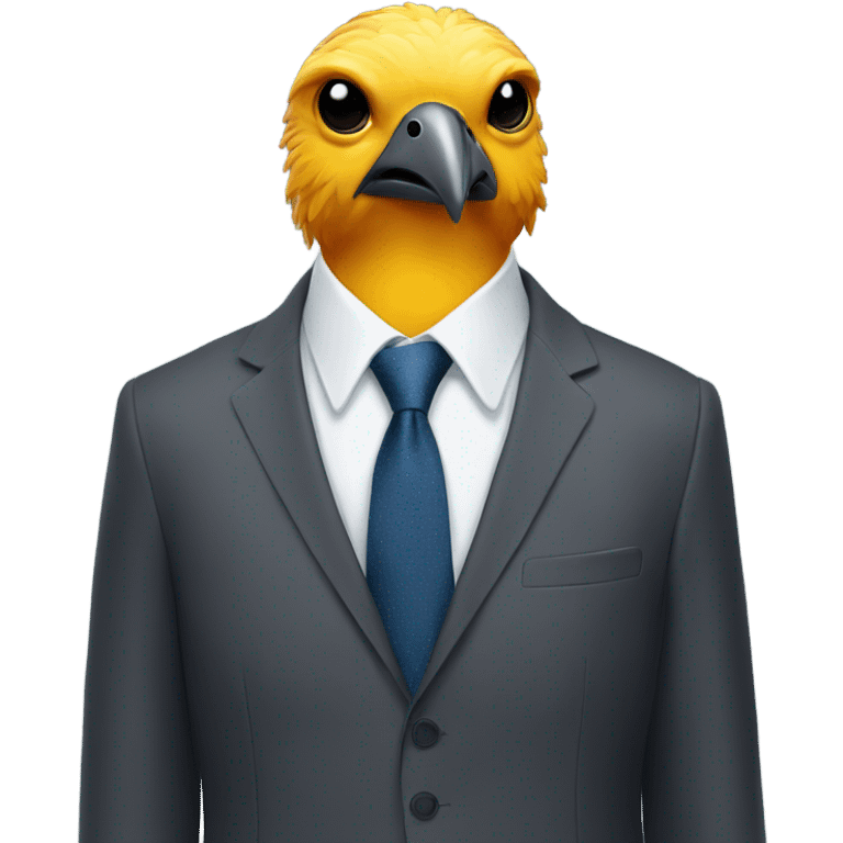 Bird head on a man’s body wearing a suit emoji