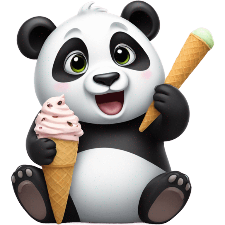 Panda eating ice cream emoji