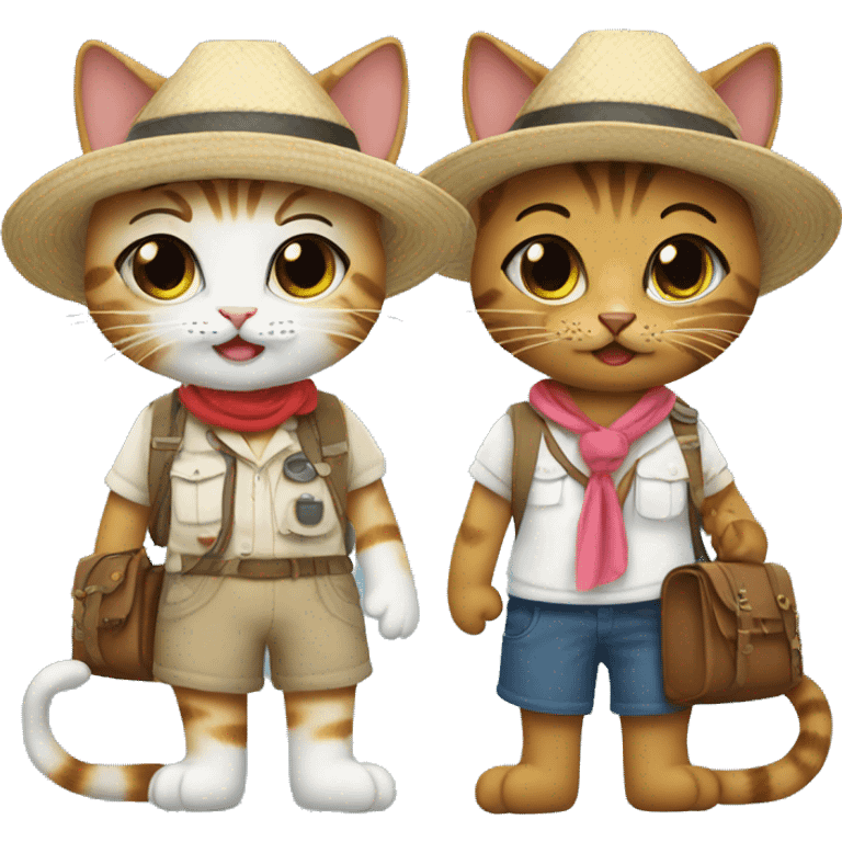 2 girl cats dressed up as tourists emoji