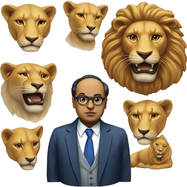 Dr Ambedkar and Lion Faces emoji