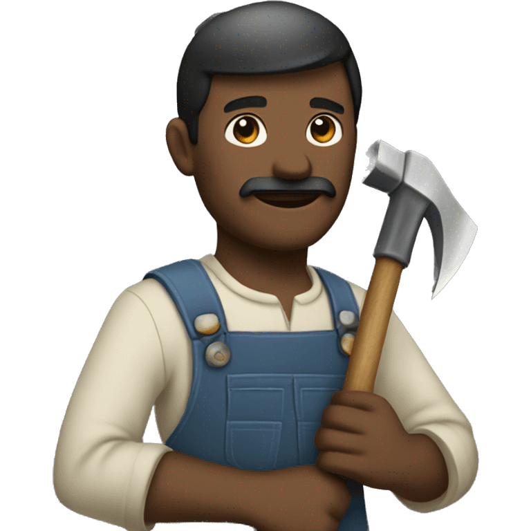 Man holds a sickle in one hand and a hammer in the other emoji