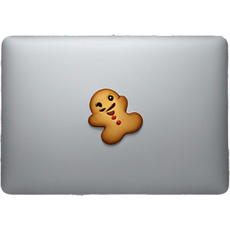 a macbook with gingerbread cookies laying over it emoji