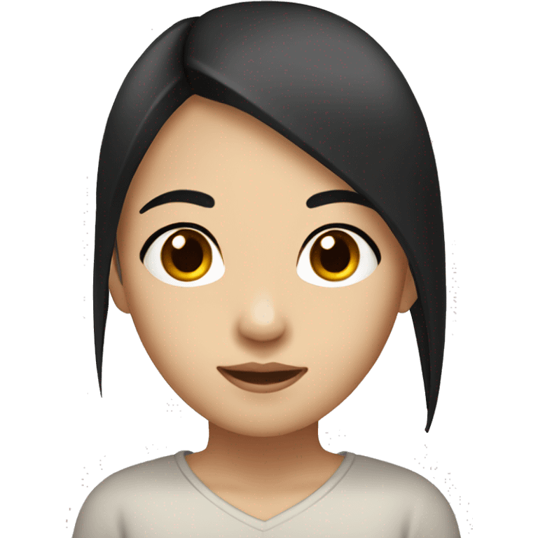 asian girl with dark brown eyes and long straight black hair emoji