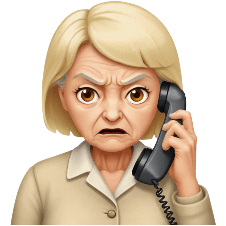 Short Blonde  70 year old woman on the phone angry emoji