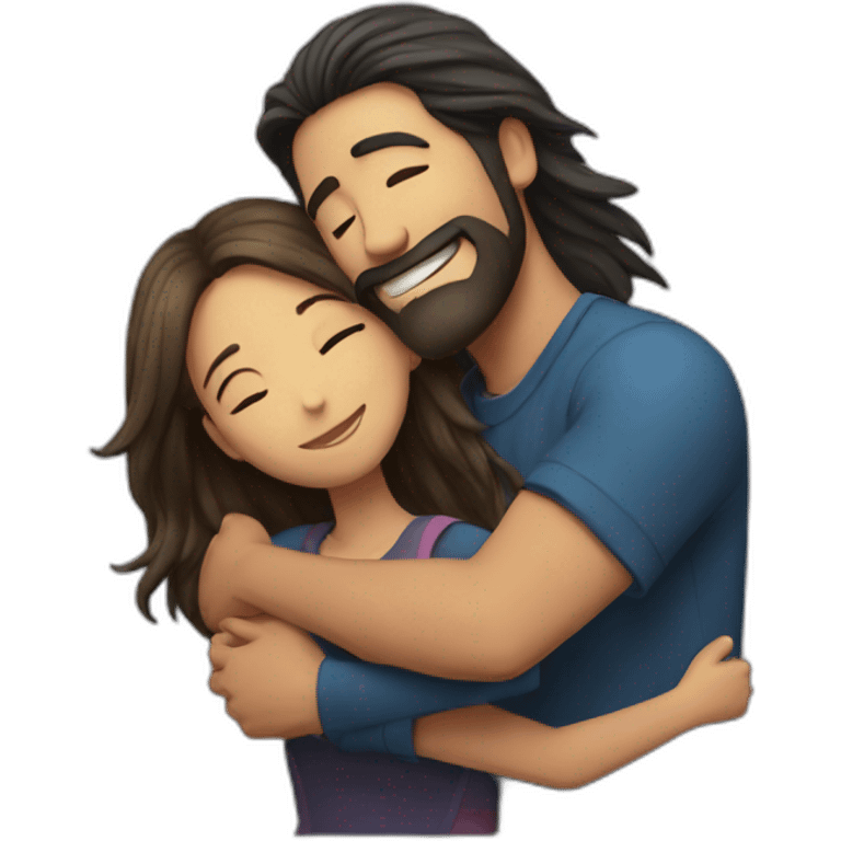 Man long hair hugging a girl emoji