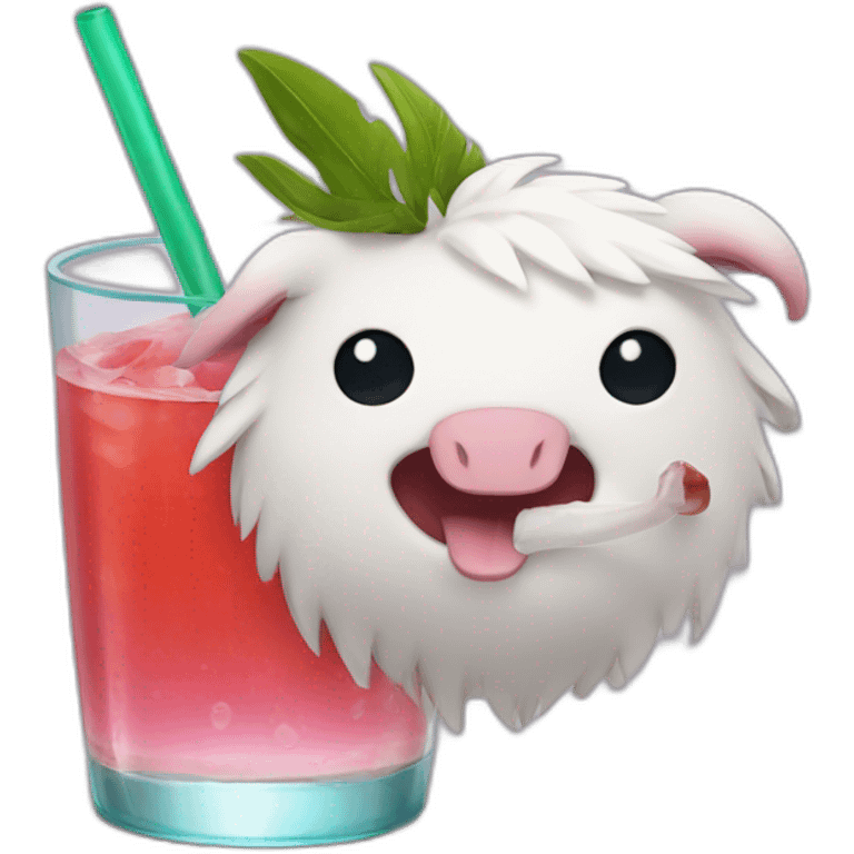 Poro drinking cocktail emoji