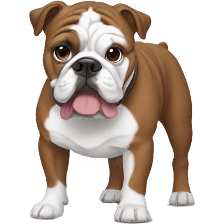 Female bulldog with brown coat with a vertical white stripe emoji