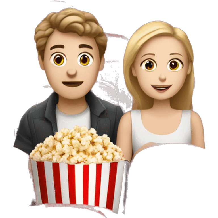 white boy and white girl in cinema with popcorn emoji