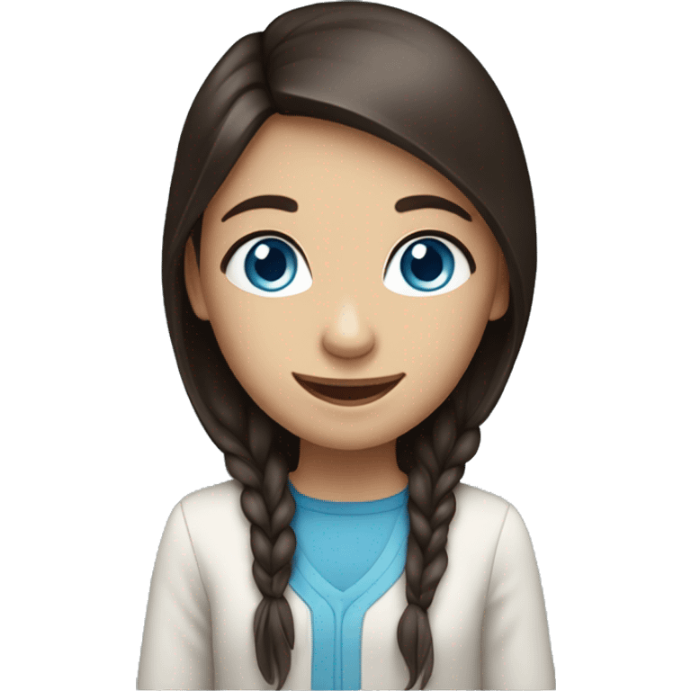 long dark brown hair girl with blue eyes smiling emoji