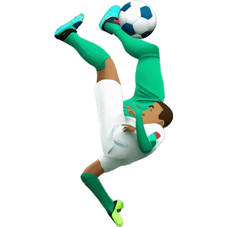 Create a soccer trick bicycle kick on Portugal national team Ronaldo  emoji