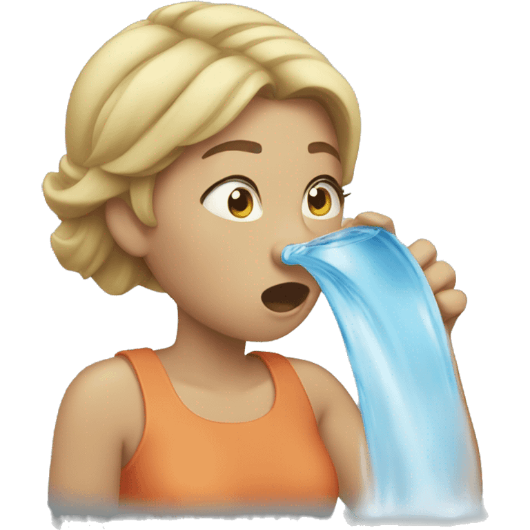 Woman spitting water emoji