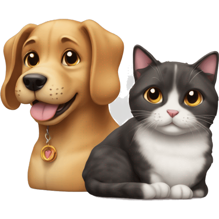 Cat and a dog chilling emoji