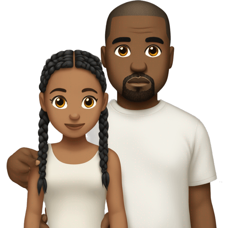 Kanye West and north west with braids  emoji