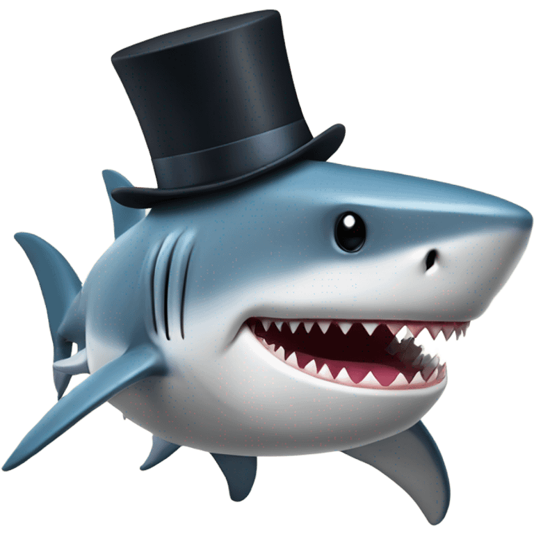 Shark with a top hat emoji