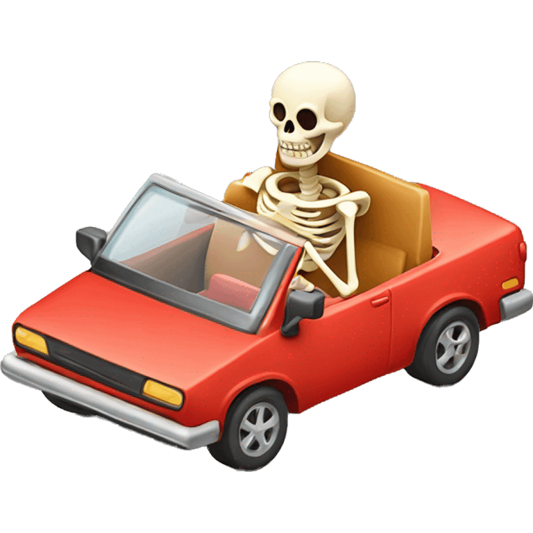 Skeleton driving Lasagna car emoji