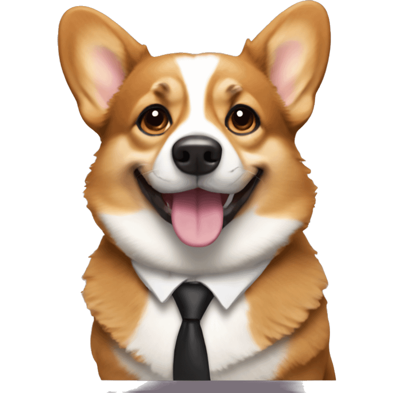 A corgi dog in a brown suit emoji