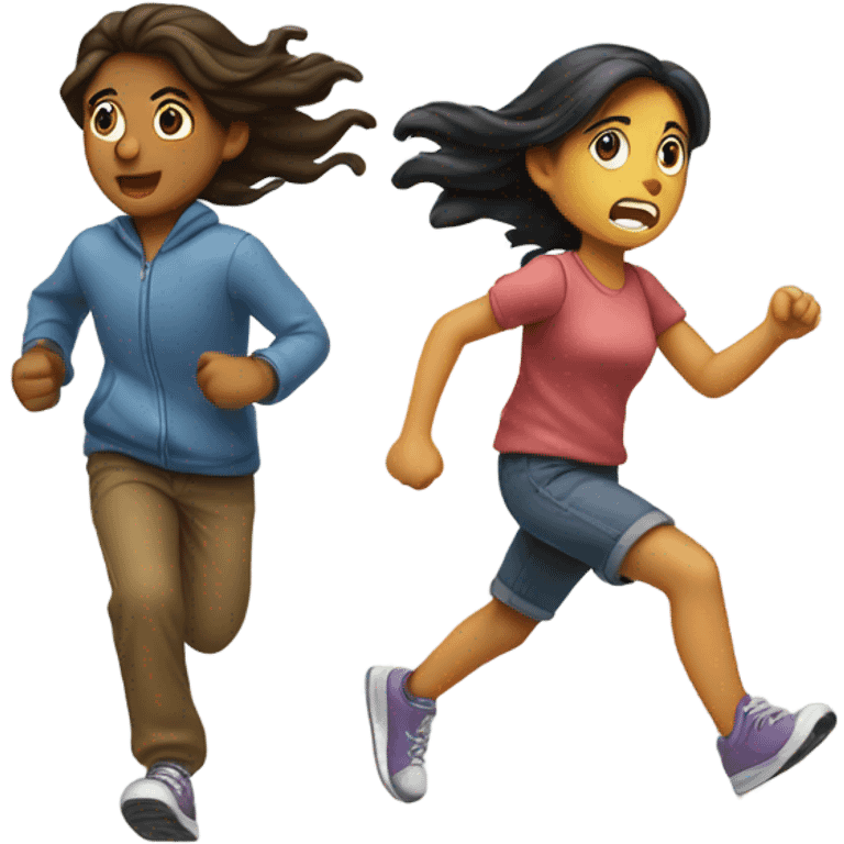 a girl running from a boy  emoji