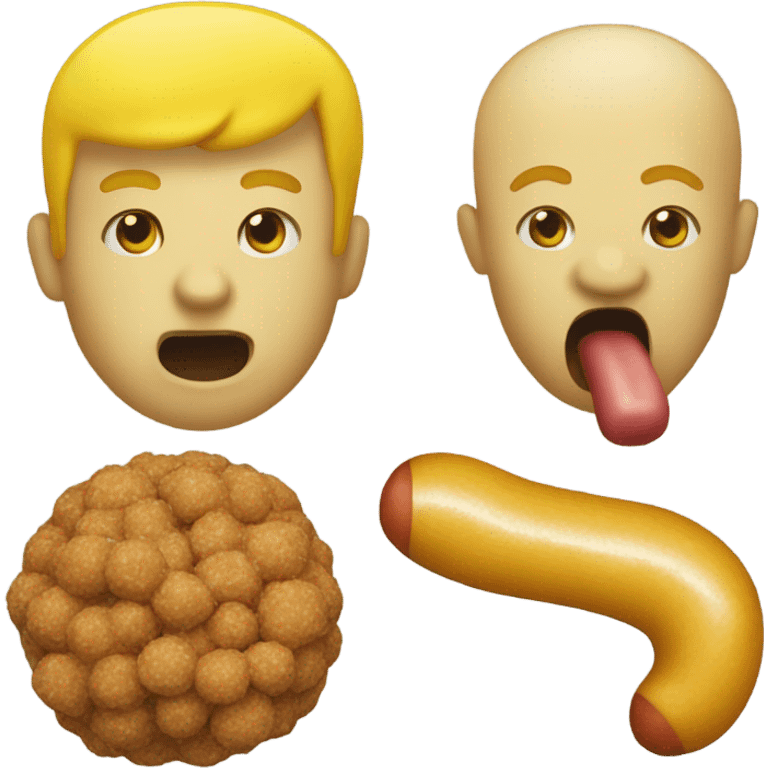 Yellow Sausage in the mouth with yellow meat balls yellow emoji emoji