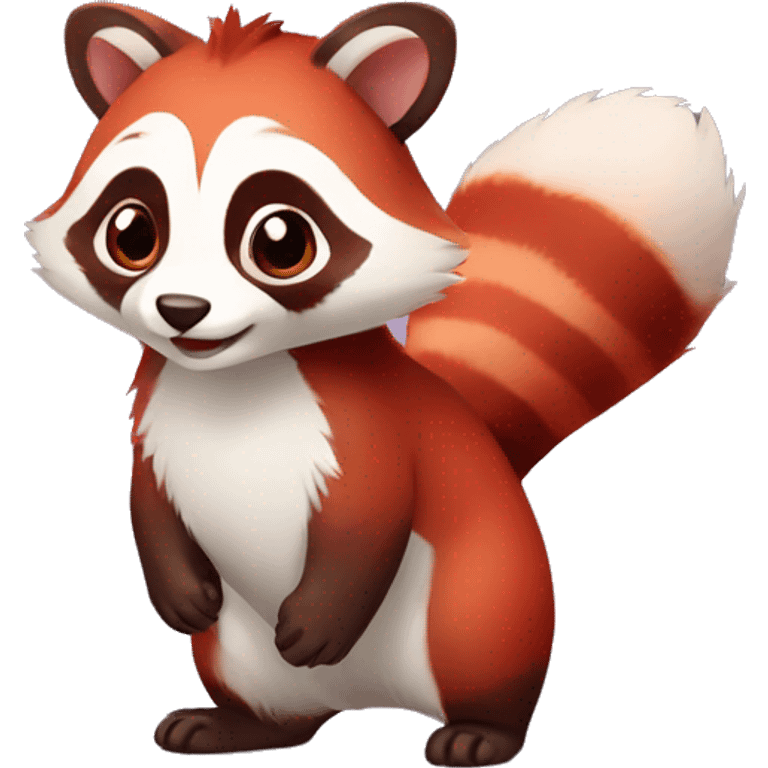 Cute red raccoon-panda-hybrid full body emoji