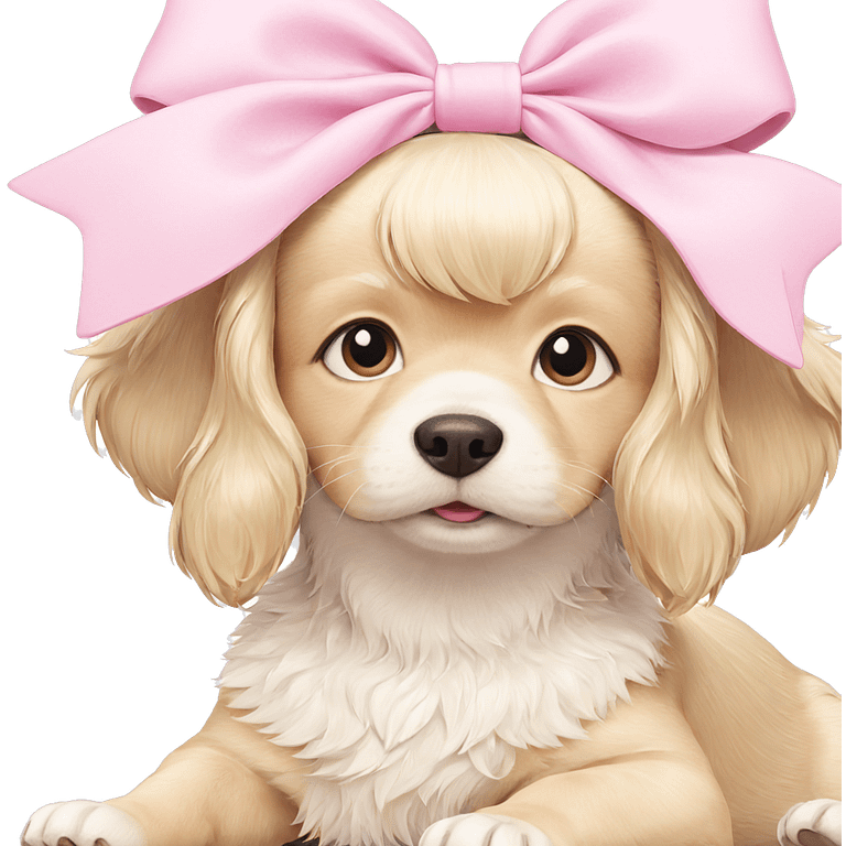 blonde dog with pink bow emoji