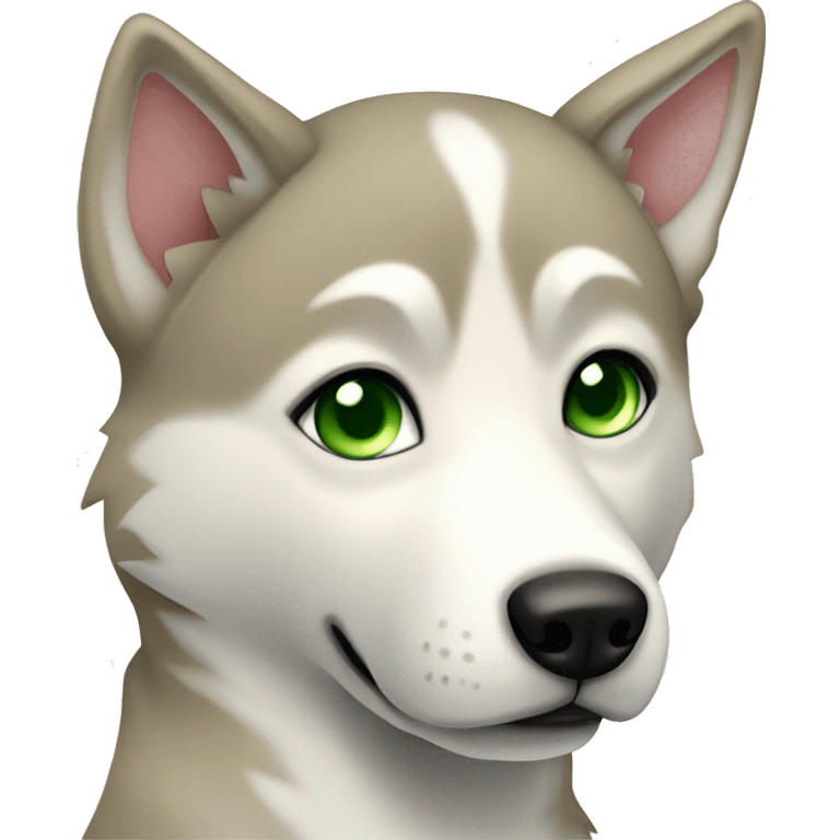 Beige husky with green eyes Rosa collar emoji