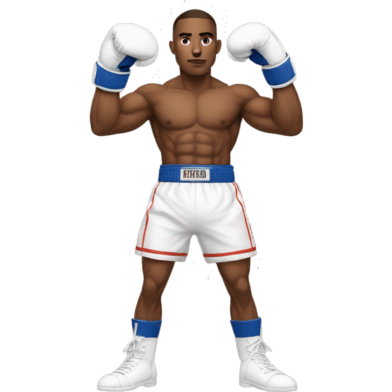 A boxer with white gloves and white short and with abs  emoji