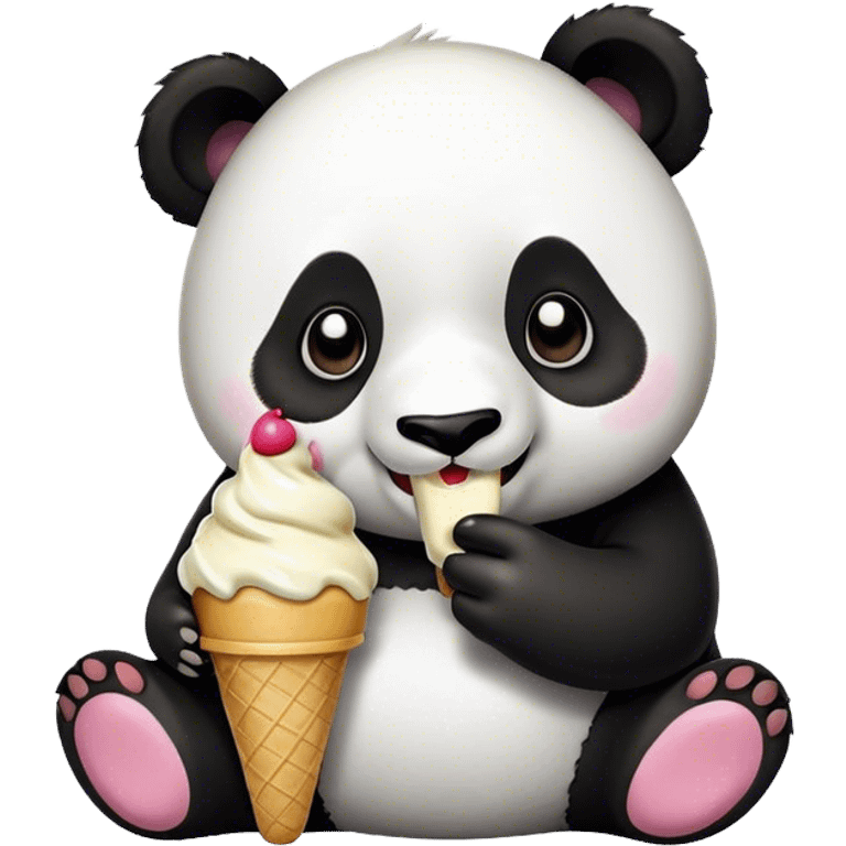 Panda eating ice cream emoji