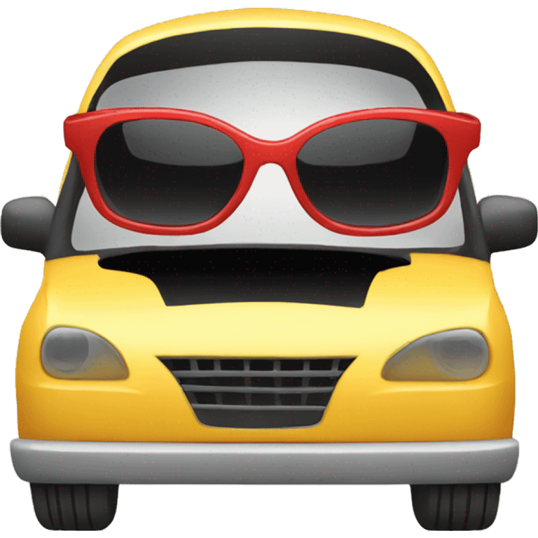 Sunglasses emoji driving a car emoji