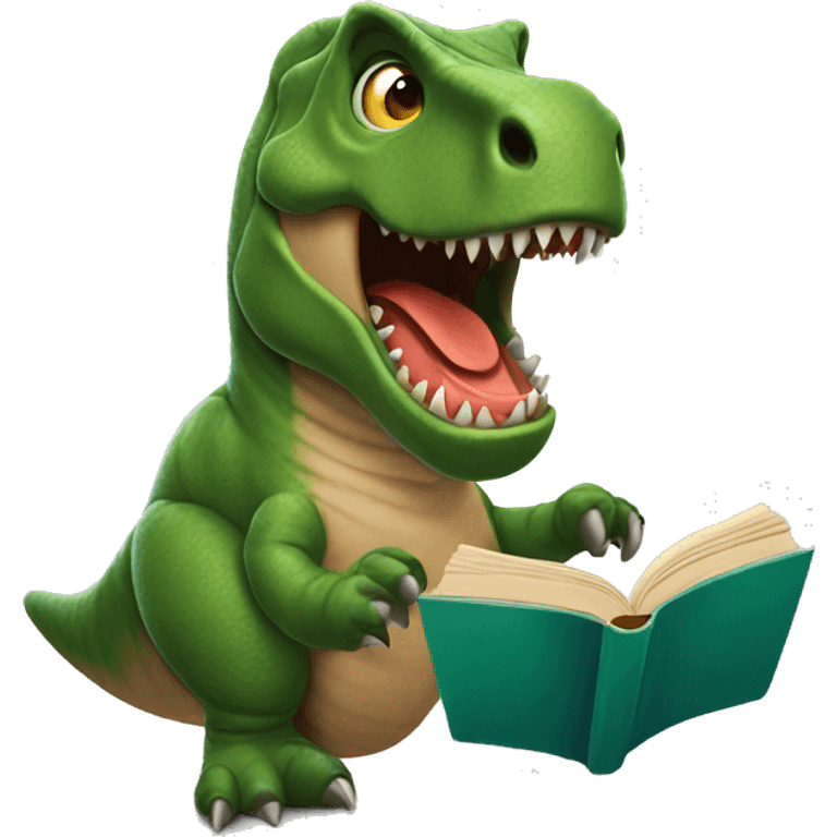 T rex Reading a book emoji