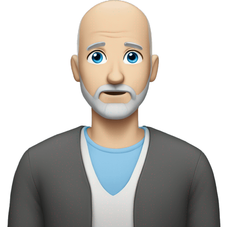 Bald man grey beard blue eyes emoji