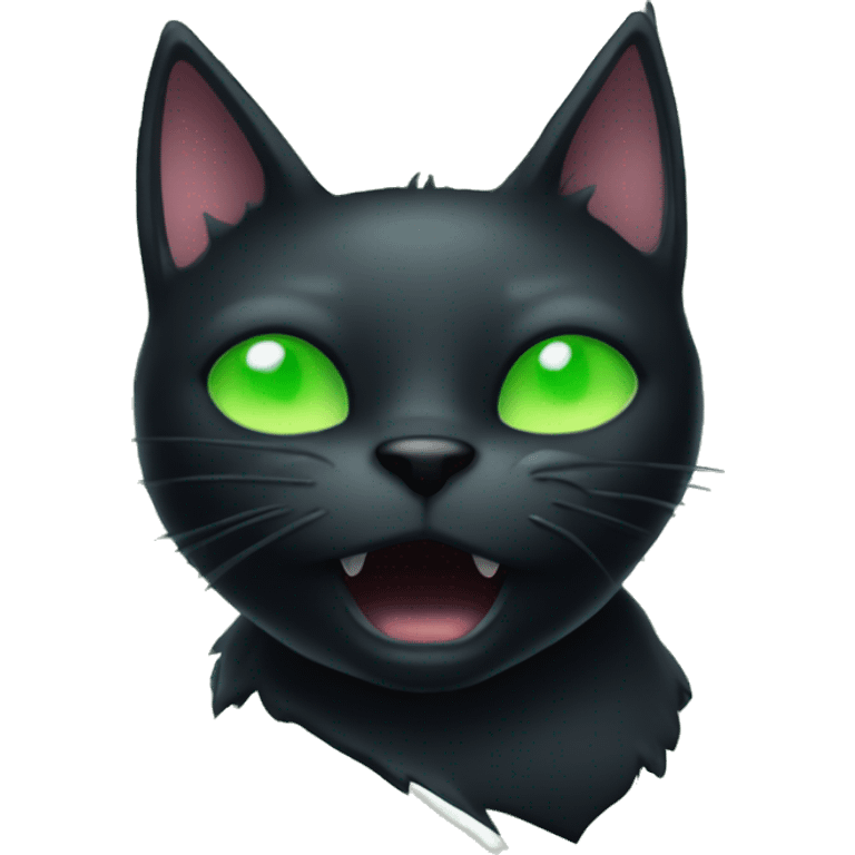 Spooky black cat with green ryes emoji