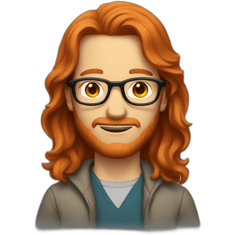 redhead man with long hair and glasses emoji