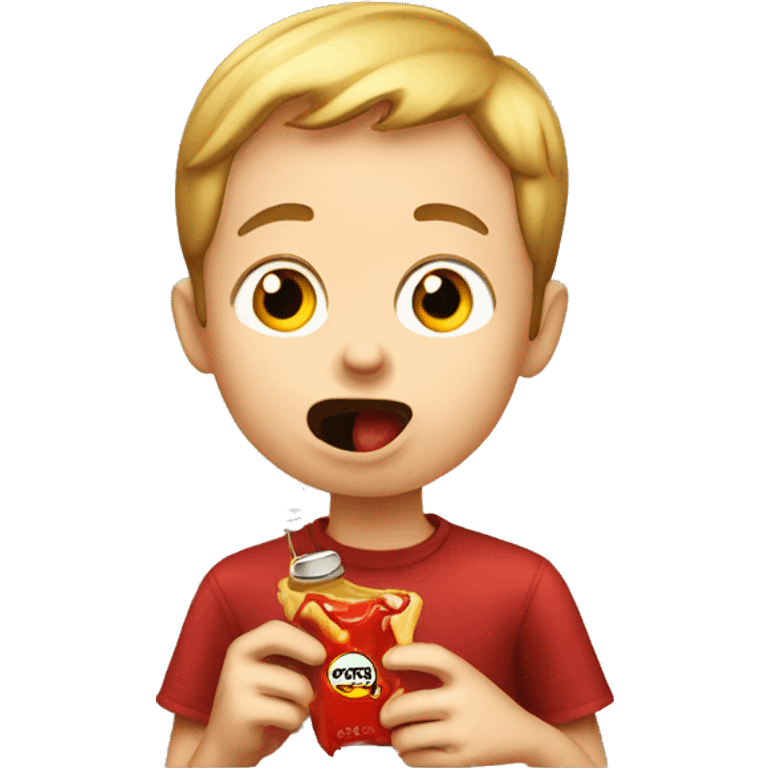 boy eating ketchup emoji