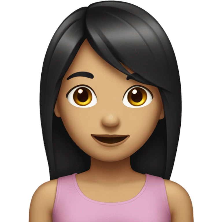 girl long black hair with long bang emoji